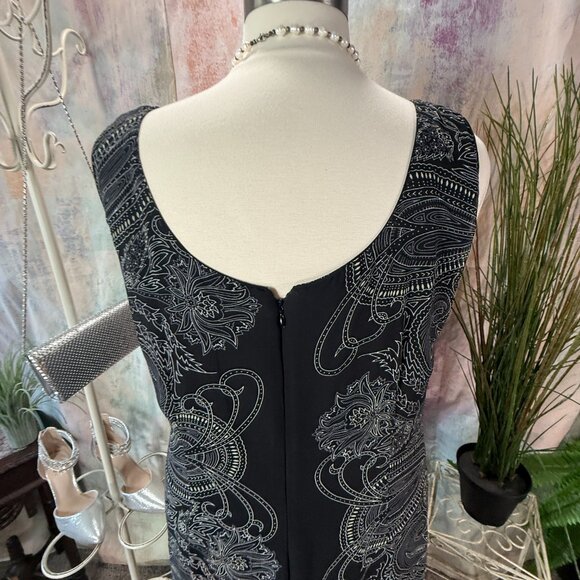 VTG 📌 Eva Blue Sleeveless 1920's Themed Beaded Asymmetrical Cocktail Dress - Picture 9 of 15